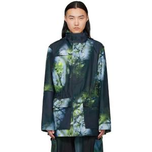 25 FW 요지야마모토 남성 그린   블루 AOP 필드 재킷 251138M180010