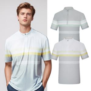 콜핑 남성 스트라이프 메쉬 등산 반팔 반집업 티셔츠 KSC494VT0M