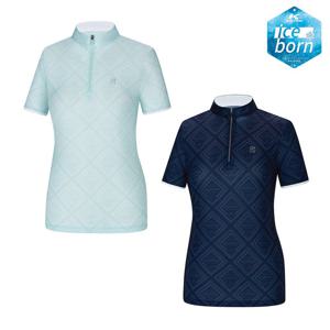 콜핑 여성 아이스본 패턴 등산 반팔 반집업 티셔츠 KSC494VT2W