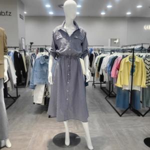 [ab.f.z]AFZ1HO43/여름 멋스런 스트라이프 셔츠형 소매 롤업 롱