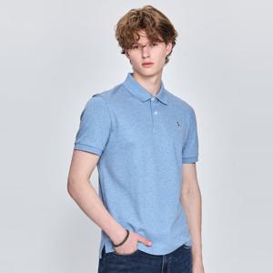 헤지스  25SS  남성 블루 인터록 반팔 카라 티셔츠 HZTS5B436B1