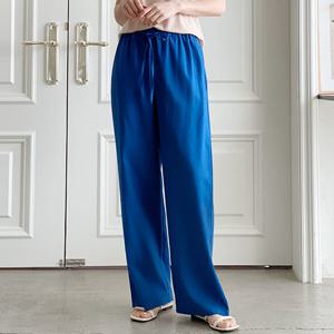 샵앤) 국산 여성 리본 허리밴딩 와이드 통 린넨 팬츠 SML-WPT-4433-연겨자