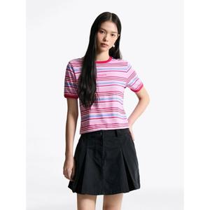 [타미진] T32F6TTO15TWT1 여성 스트라이프 크롭 반팔 티셔츠