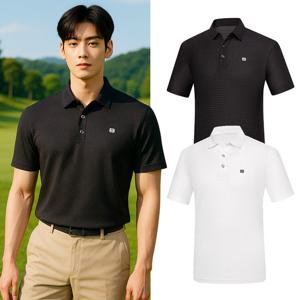 비티알 남성 골프 자카드 원단 반팔 카라 티셔츠