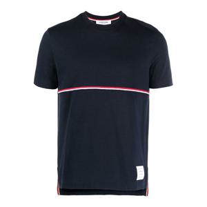 톰브라운 미드웨이트 저지 스트라이프 반팔 티셔츠 네이비 MJS221A J0058 415