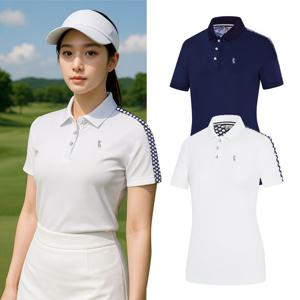 비티알 여성 골프웨어 여름 반팔 카라 흰색 티셔츠