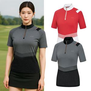 비티알 여성 골프웨어 여름 스포티 펀칭 반팔 카라티셔츠