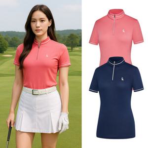 비티알 여성 골프웨어 여름 반팔 집업 티셔츠