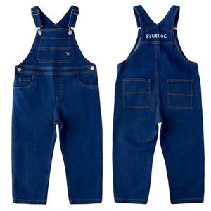 [블루독8-키즈] 데님미디엄 포인트데님오버롤팬츠 멜빵 청바지 스판 간절기 두돌선물 초등학생 25A1541401