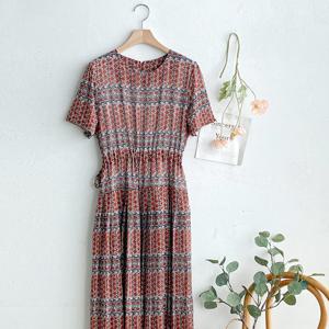 샵앤) 여성 바캉스 기하학 패턴 여름 롱원피스 BONG-WDR-4649-레드