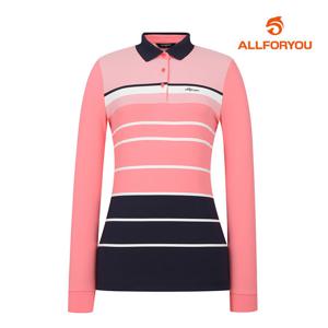 [올포유] 여성 스트라이프 카라 티셔츠 AWTPM1361-304