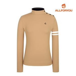 [올포유] 여성 배색 포인트 사선 버튼 하이넥 티셔츠 AWTHL8367-509_G