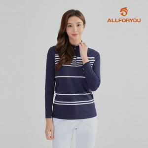 [올포유] [모델착장] 여성 스트라이프 별 포인트 넥프릴 티셔츠 AWTHL7381-915_G