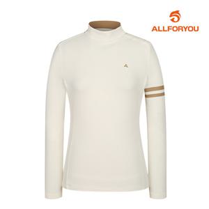 [올포유] 여성 배색 포인트 사선 버튼 하이넥 티셔츠 AWTHL8367-102_G