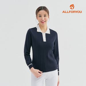 [올포유] [모델착장] 여성 카라 배색 골조직 니트 ALSPM1231-915