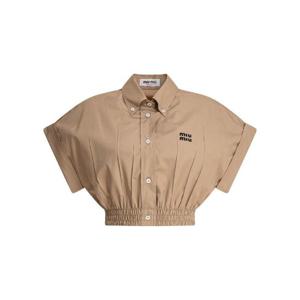 MIU MIU Cotton crop top with logo MK195510RGF0241 S OOO