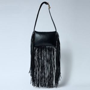 25 FW 스포트막스 Stilla 스틸라 프린지 트림 레더 숄더백 블랙 2522516056600 003