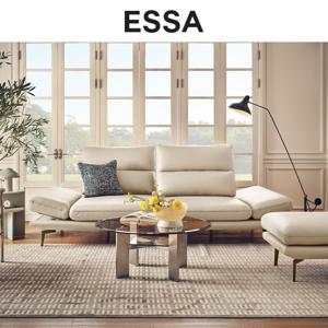 [헤드레스트 증정][에싸] 레미 3인 스윙기능 베르니 통가죽 소파+스툴