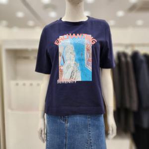 [조이너스]여성 브랜드 24신상  라운드 면 혼방 반팔 티셔츠JEU4