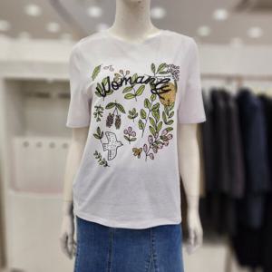 [조이너스]여성 브랜드 24신상  라운드 면혼방 반팔 티셔츠JEU4