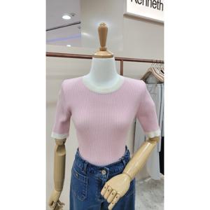 [케네스레이디]앙상블골지 스티치라운드니트 EKPOOB4000_CA