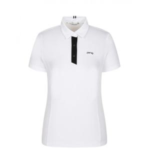 [핑][핑골프]여성 배색 포인트 카라 반팔 티셔츠 121E2TO051_WH