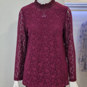 [벨리시앙]반 하이넥 레이스 레이어드 블라우스 BL3350