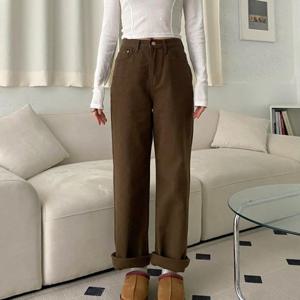 [옷자락]여자 크리스마스 화이트 갈색 통일자 피치기모 면바지