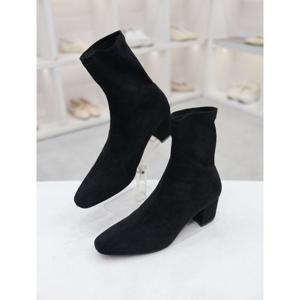 [코디엘루]스웨이드 스판 삭스 미들힐 앵클 부츠 6cm CDSP500143