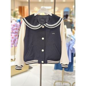 [프렌치캣 9D] (티파니) 블랙 바시티 카라 점퍼 (T54KAJ050)