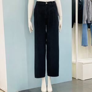 [클리지]뒷밴딩 핀턱 와이드 흑청 바지 CP6WPT10