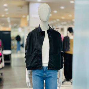 [클리지]하이넥 박시핏 밑단 스트링 인조가죽 레더자켓 CP7WLJ03