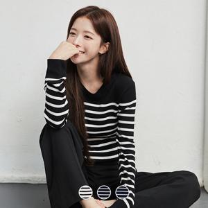 [지오다노/본사] 355908 노정의 14gg 립 크루넥 스트라이프 긴팔 니트 스웨터