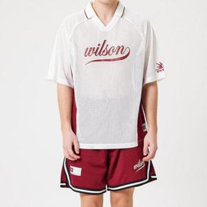 [윌슨][윌슨] 베스켓볼 매쉬 폴로 반팔 티셔츠 W241001LPS51WHT