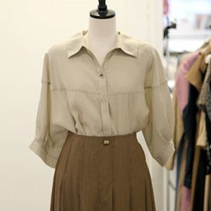 [메종블랑쉬]넥 포인트 뒷리본 셔츠 블라우스 ARAM253JBL809