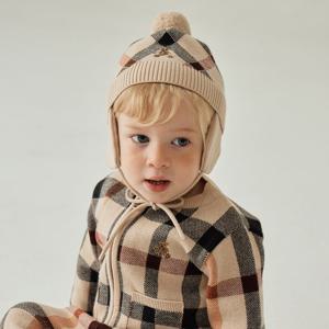 [닥스베이비]25FW 닥스베이비 하우스체크 니트 귀달이 모자 (베이지) EVF25UA01M_BG