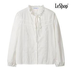 르샵  프릴 리본넥 버튼 밴딩 소매 블라우스 (BP9BL009A)