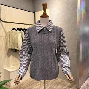 [ab.f.z]AOZ4HB37J_꽈베기 니트 배색 카라 셔츠