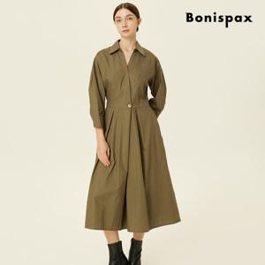 보니스팍스  핀턱 와이드 플레어 셔츠 원피스 (XP9OP009M0)