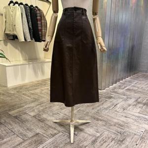 [ab.f.z]AOZ4HS43K_페이크 레더 포켓 롱 스커트