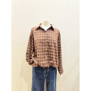 숲  (SBALS84) 체크 밑단 스트링 셔츠