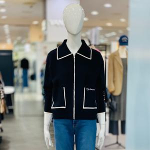 [클리지]카라 띠 배색 니트 집업 가디건 CP7WKC25