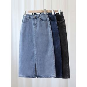 [베나프]앞트임 스판 데님 롱스커트_FG3SR002