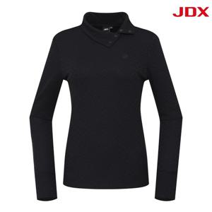 [JDX] 여성 하이넥 버튼 자카드 티셔츠(X2TLU7451BK)