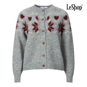 르샵  하트 눈꽃 짜임 우드 버튼 니트 가디건 (BP9KC030A)