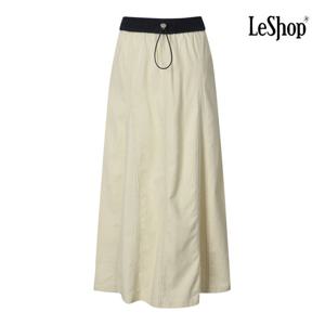 르샵  허리 배색 스트링 코튼 플레어 롱 스커트 (BP9SK019A)