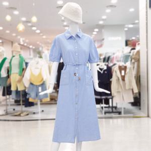 [ab.f.z]포켓 포인트 스트링 셔츠 롱 반팔 원피스 AFY2HO36E