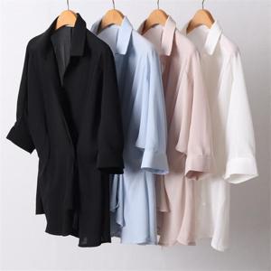 [강물처럼]빅사이즈사랑해요 D371L104 투핀턱카라랩블라우스 LT