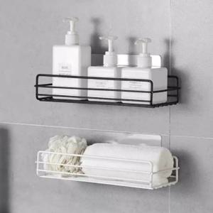 욕실 철제 일자 선반 2color 무타공 흡착식 부착 접착식 정리대