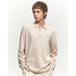 헤지스 남성 24FW 스테디셀러 베이지 멜란지 면혼방 긴팔카라티셔츠 WHTS4D431I1